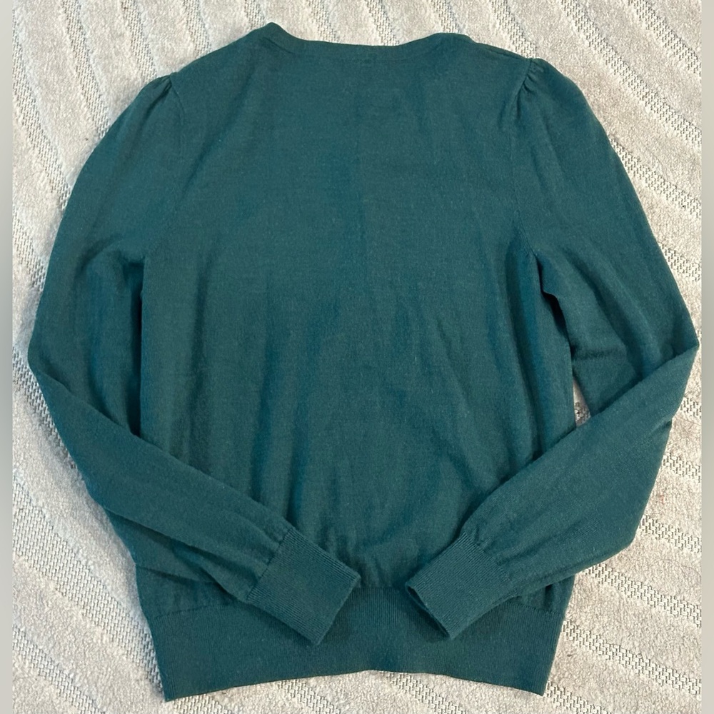 Boden 100% Wool Green Sweater Button Down Cardigan - Size 10 - Picture 10 of 14
